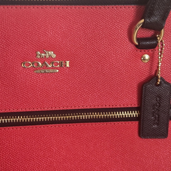 Like New Red Coach Gallery Tote with Black trim - Picture 2 of 6